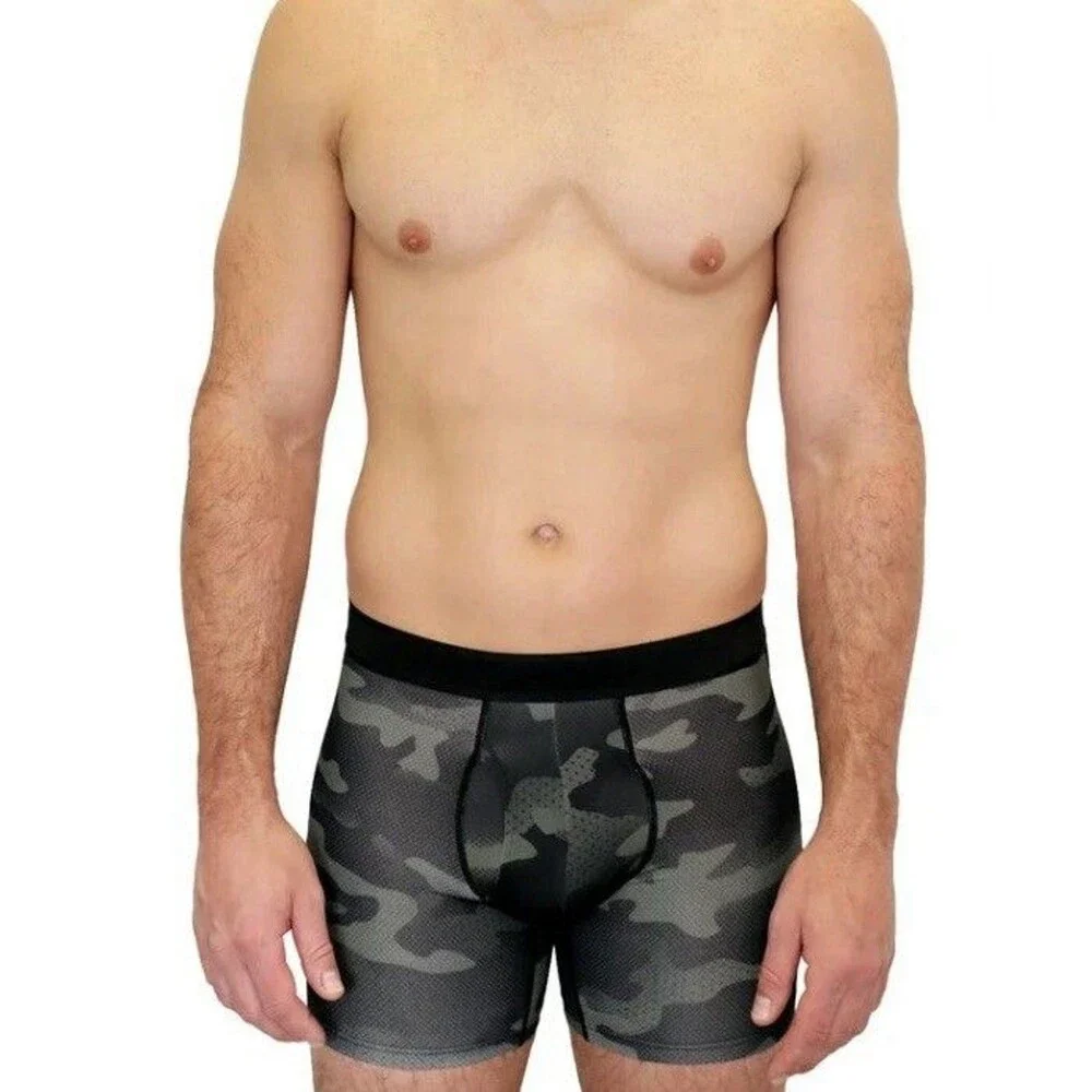 3 Pack Athletic Works Men’s Performance Boxer Briefs  Size L  Camo/Gray/Black